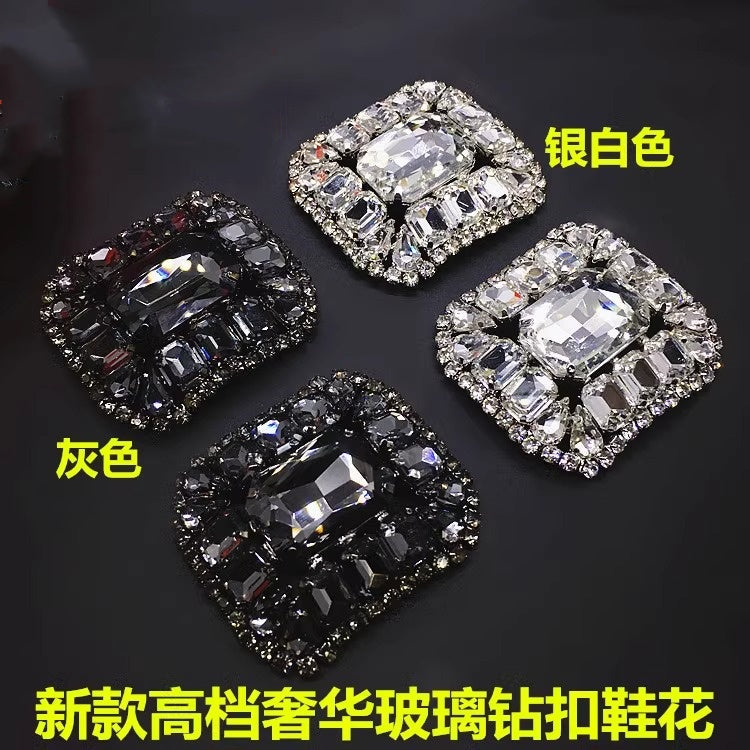 Shiny Square Rhinestone Buckle Diamante Ribbon Slider Wedding Invitation Card Decoration Buckles -28Shoe Upper Belt-28