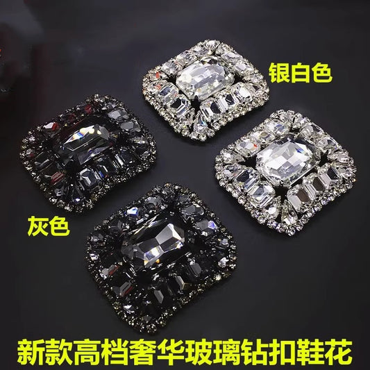 Shiny Square Rhinestone Buckle Diamante Ribbon Slider Wedding Invitation Card Decoration Buckles -28Shoe Upper Belt-28