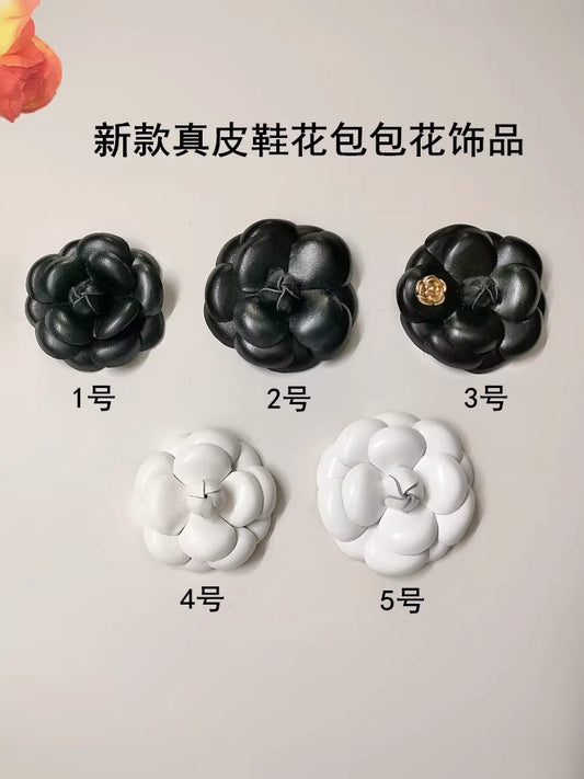 PU Leather Camellia Flower Brooch Pin Lapel Pins Badge Hair Clip Jewelry Gift for Women Clothing Backpack Hat Decoration-25