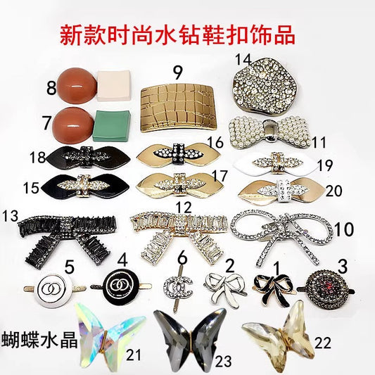 Wholesale Designer Popular Metal Bag Charm Luxury Rhinestones Metal Clog Shoe Charms Decoration Buckle Accessories Bulk-143