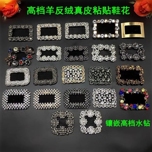 Wholesale Custom Large Rhinestone Buckles Crystal Shoe Clip Brooch with Floral Decorations for women Shoes-100