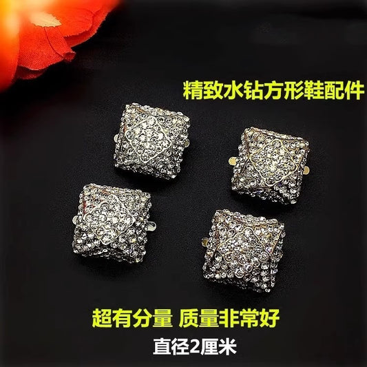Classic Square Rhinestone  Women Ladies Trendy Gold Silver Plated Flashing Diamond Luxury shoes buckle-74