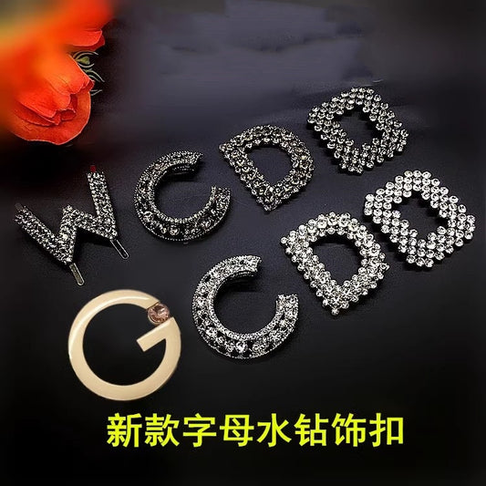 Wholesale Simple Fashion Bling Rhinestone 26 English Intitial  Crystal Alphabet Letter shoes-64 buckle