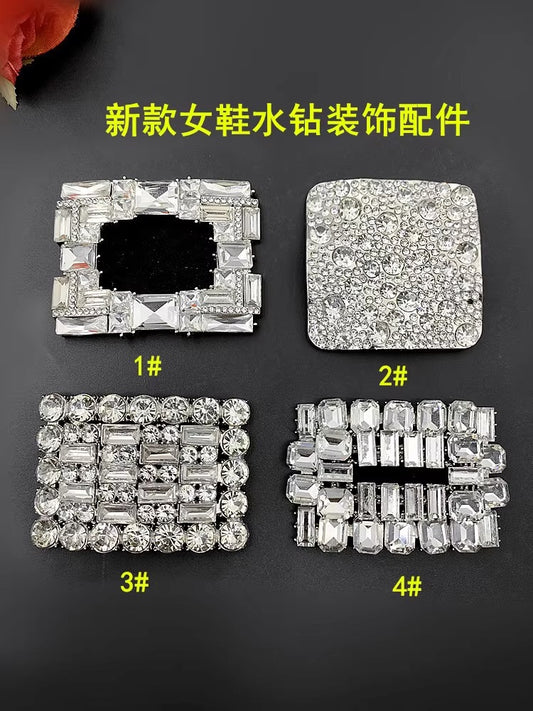 2025 Rhinestones Glass square Shoe Decoration Accessories Bows Buckle Metal for Shoe Clips Wedding-39