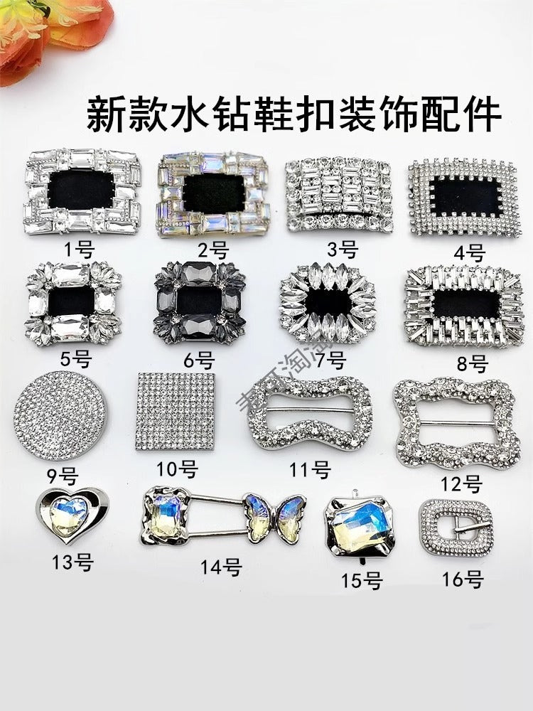 Factory Stock Many Different Styles Silver Gold Metal Color Alloy with Shining Crystal Glass Women High Heel Shoe Clips Trims-31