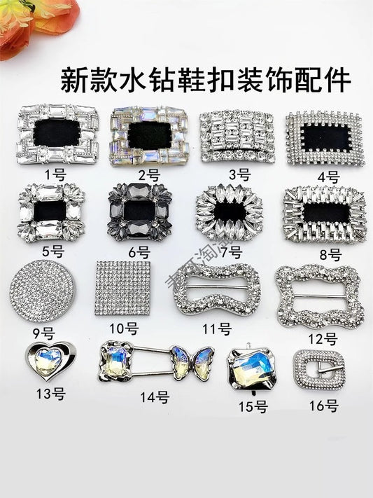 Factory Stock Many Different Styles Silver Gold Metal Color Alloy with Shining Crystal Glass Women High Heel Shoe Clips Trims-31