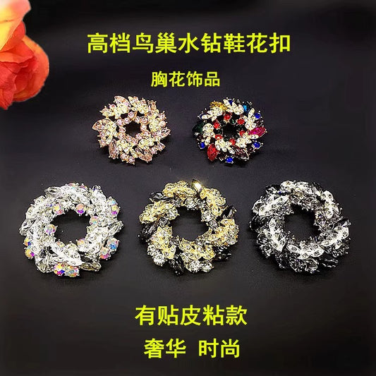 High Quality Fancy Bouquet shoes buckle Beautiful Crystal Floral Garland Assorted Colors Flower shoes buckle-78