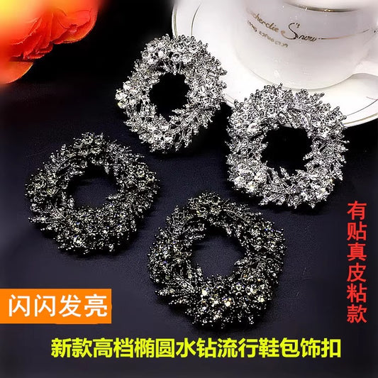 Gun Black Rhinestone Shoe Buckles Wholesale for Women Shoes Clip Embellishment Silver Decoration Accessories-79