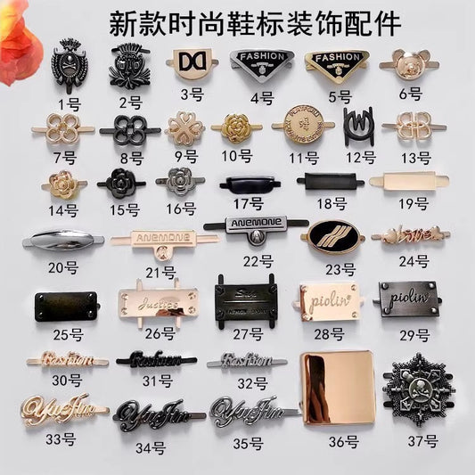 Women's Shoes with Decorative Metal Shoe Label Accessories Upper Shoe Buckle Hook-2