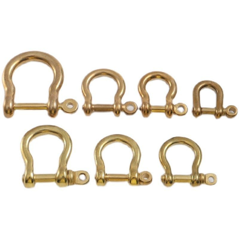Fashion Detachable Solid Brass Carabiner Dee Ring Screw Webbing Bag Buckles DIY D Ring Welded Gold-2
