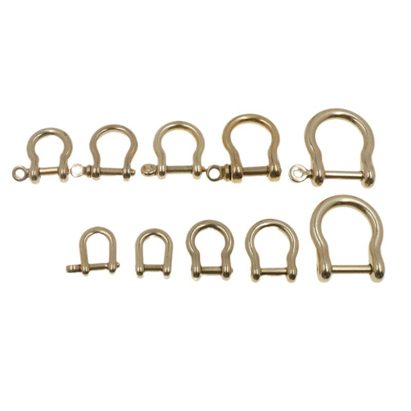 Fashion Detachable Solid Brass Carabiner Dee Ring Screw Webbing Bag Buckles DIY D Ring Welded Gold-2