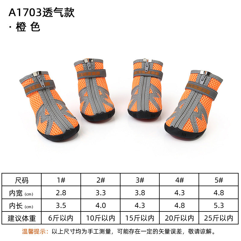 Breathable Mesh Pet Large Dog Shoes Boots Paw Protector with Reflective Strip Anti-Slip Sole Dog Shoe-6