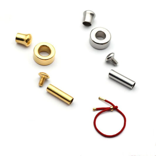 New Stainless Steel Jewelry Findings Components 18k Gold Plated Clasp Four Set Tube Bead End Caps For Cord Rope Bracelet Making-22