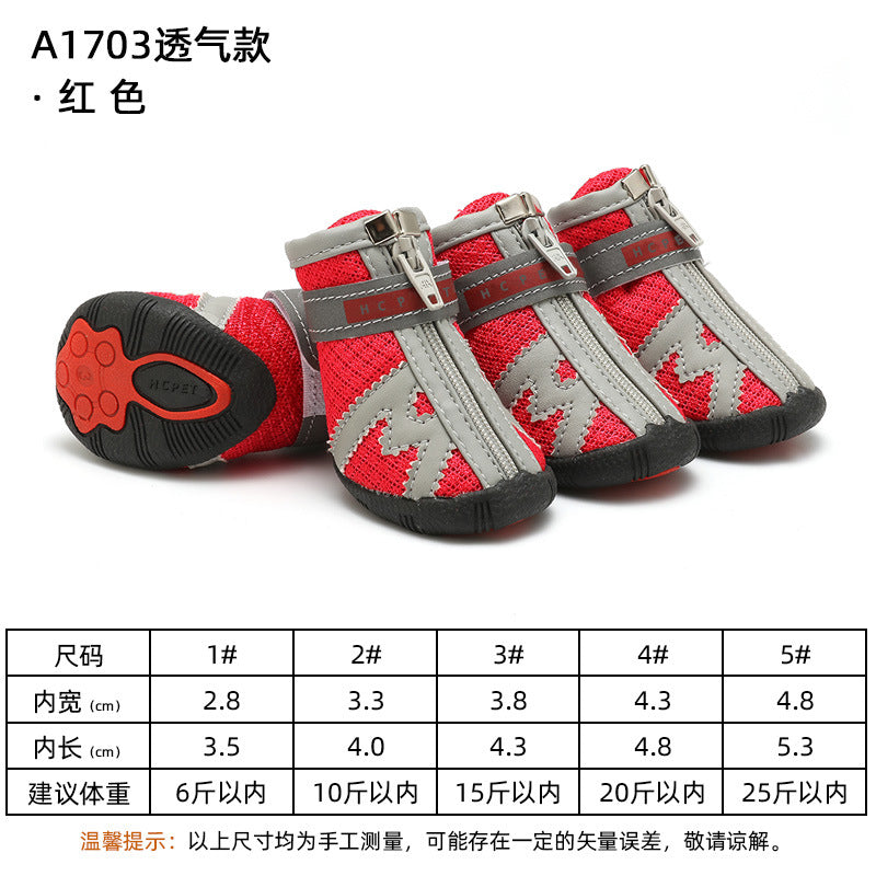 Breathable Mesh Pet Large Dog Shoes Boots Paw Protector with Reflective Strip Anti-Slip Sole Dog Shoe-6