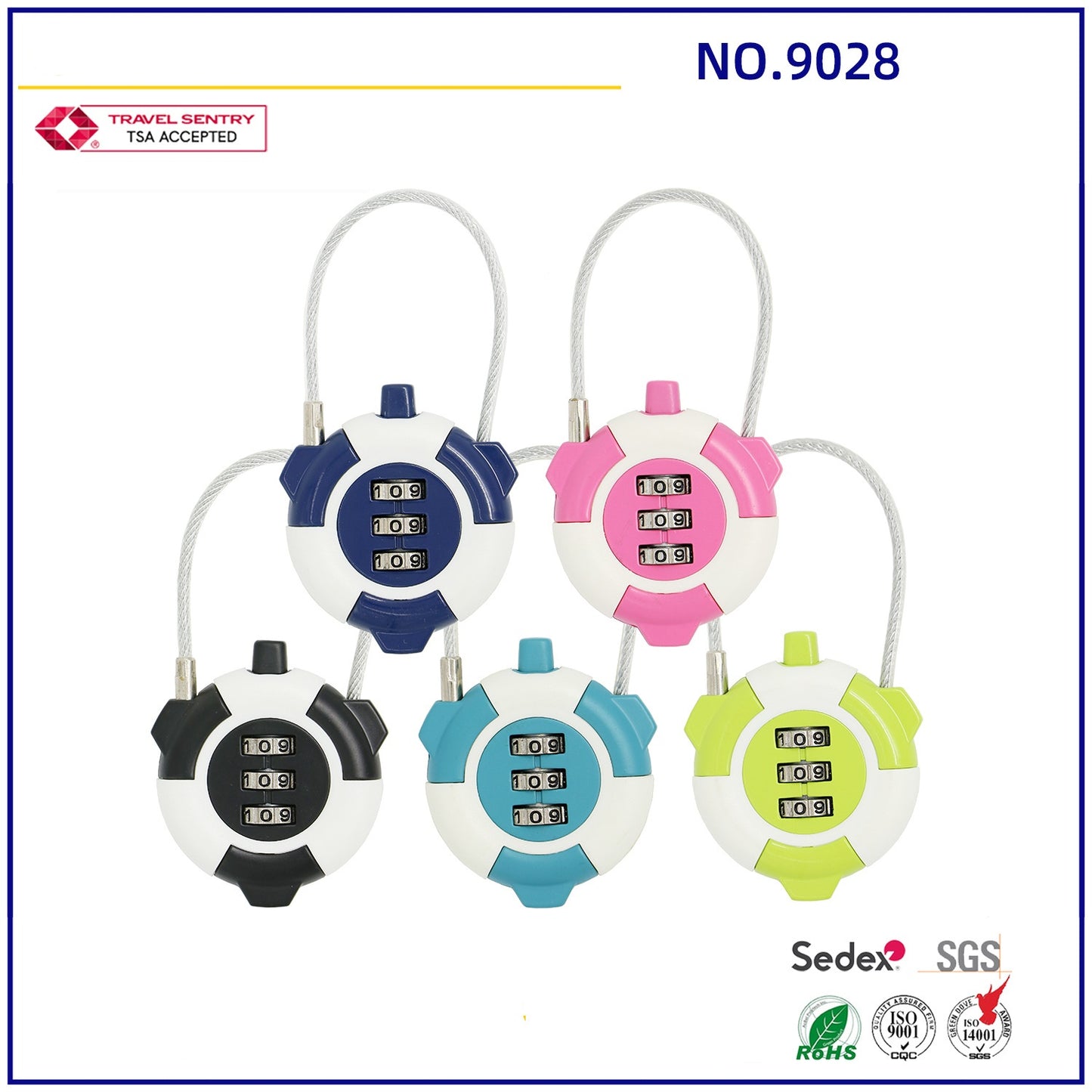 Round shape padlock color small 3 number combination lock-24