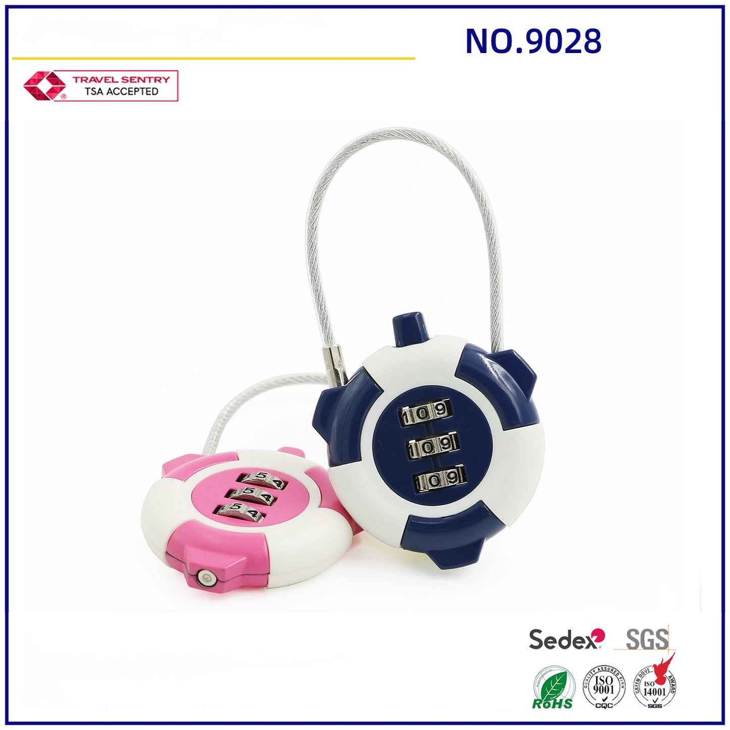 Round shape padlock color small 3 number combination lock-24