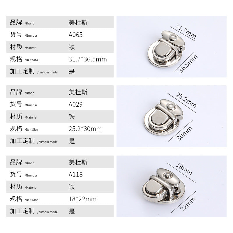 New Product Logo Metal Bag Clasp Press Lock Accessories Alloy Handbag Push Lock Metal Turn Twist Lock for Women Bag-24