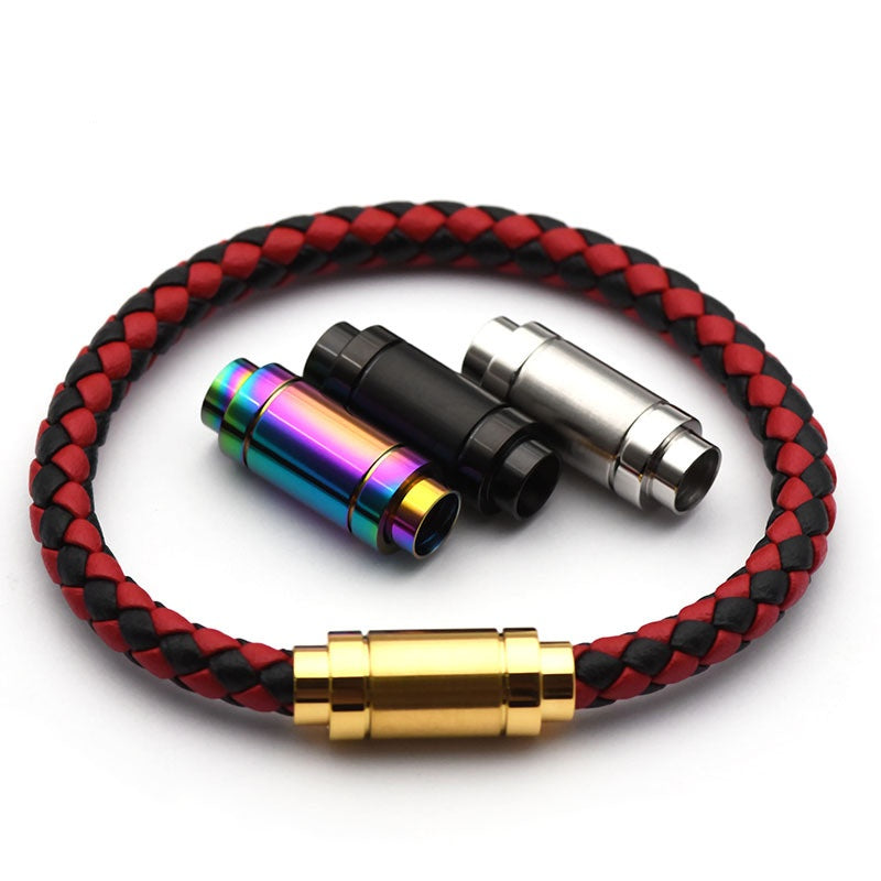 Fashion Hot Hand-woven Colored Leather Cord Stainless Steel Magnet Buckle Leather Bracelet For Men-27