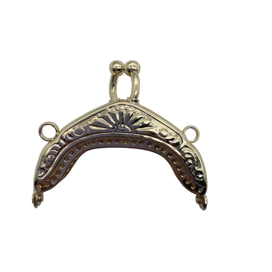 Bag Making Accessories Double Ear Semi-Round Vintage Embossed Flower Kiss Lock Metal Purse Frame for Evening Bag-1