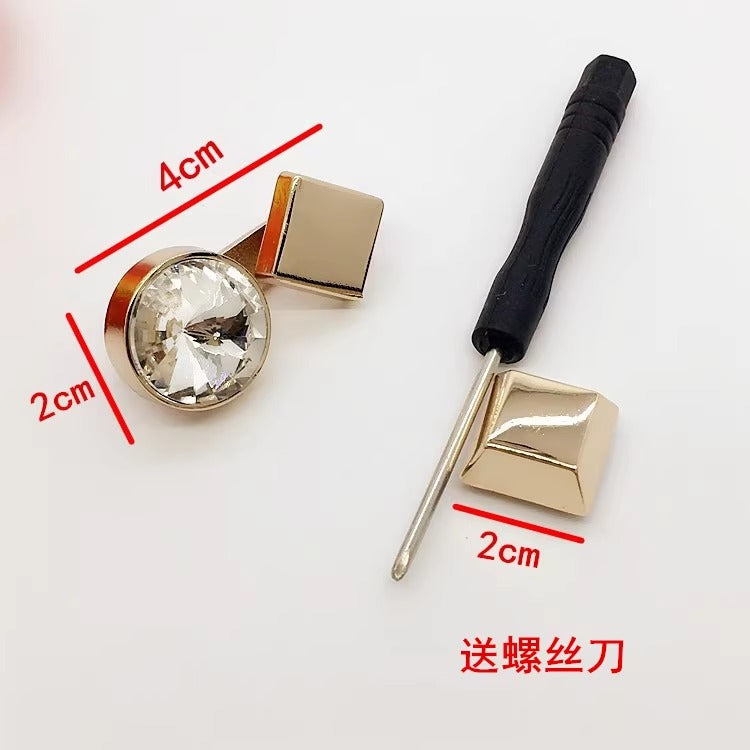 Screw mounted simple shiny shoe buckle with diamond for ladies shoes-118