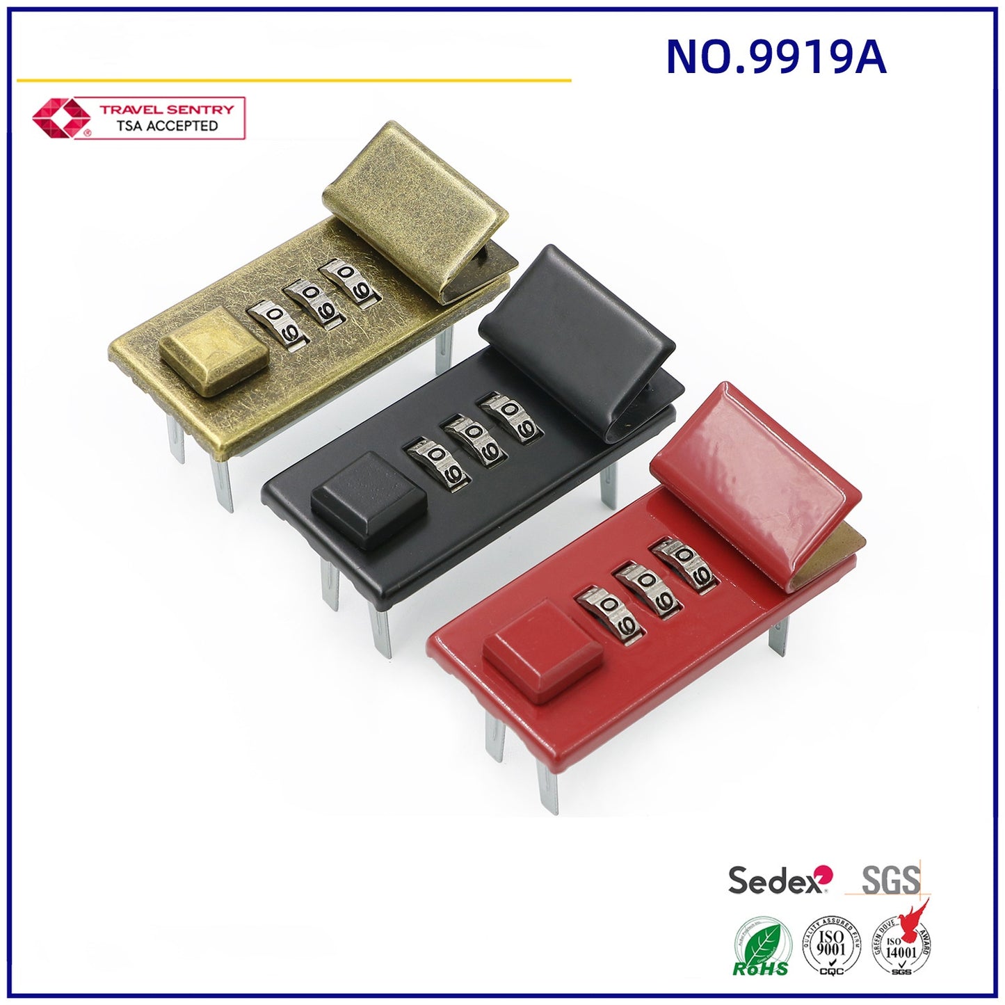 Safety Metal Password Bag Lock Briefcase 3 Digit Combination Lock-3