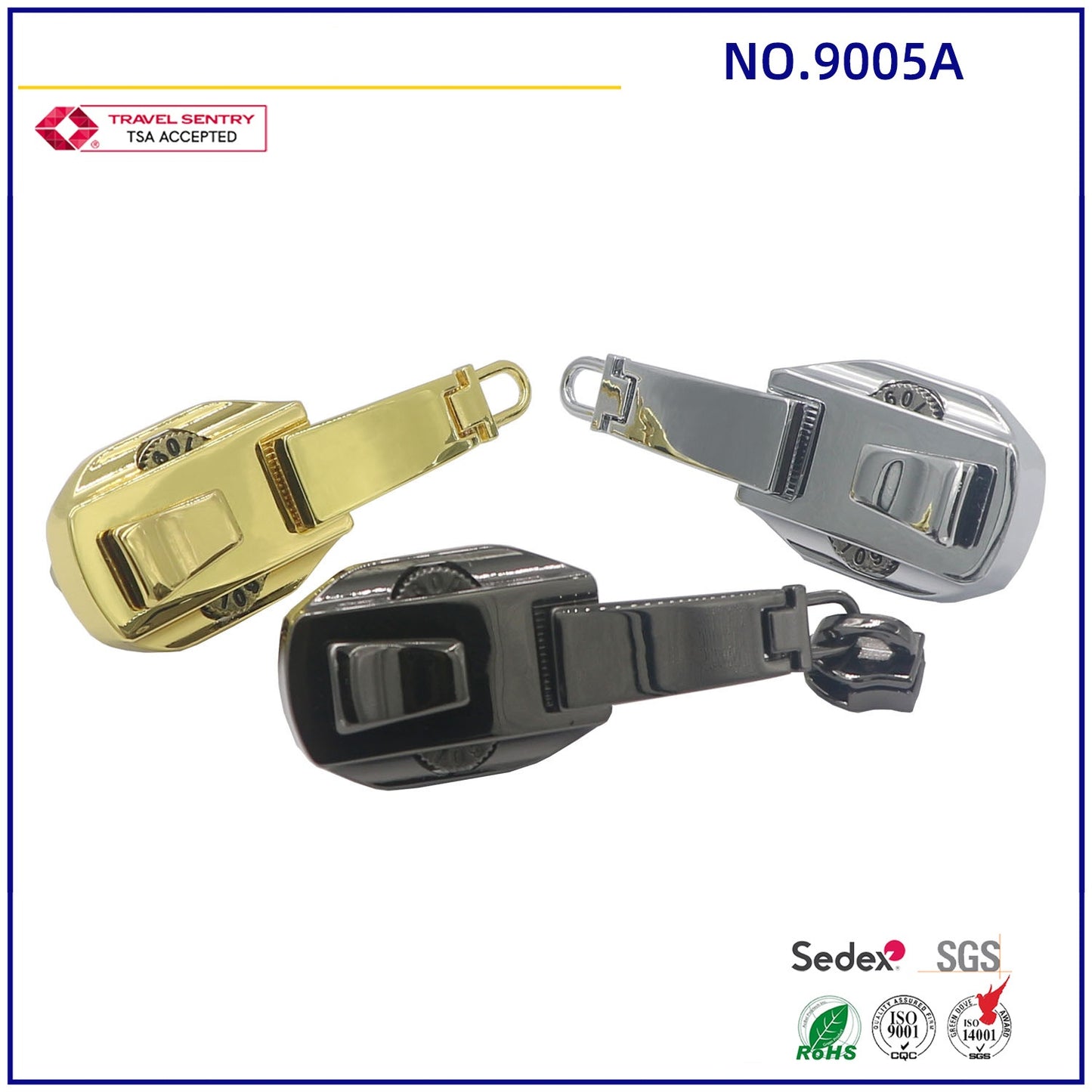 9005A Customizable Exquisite Backpack Zipper Lock Security Metal 2-Digit Combination Zipper Lock-32
