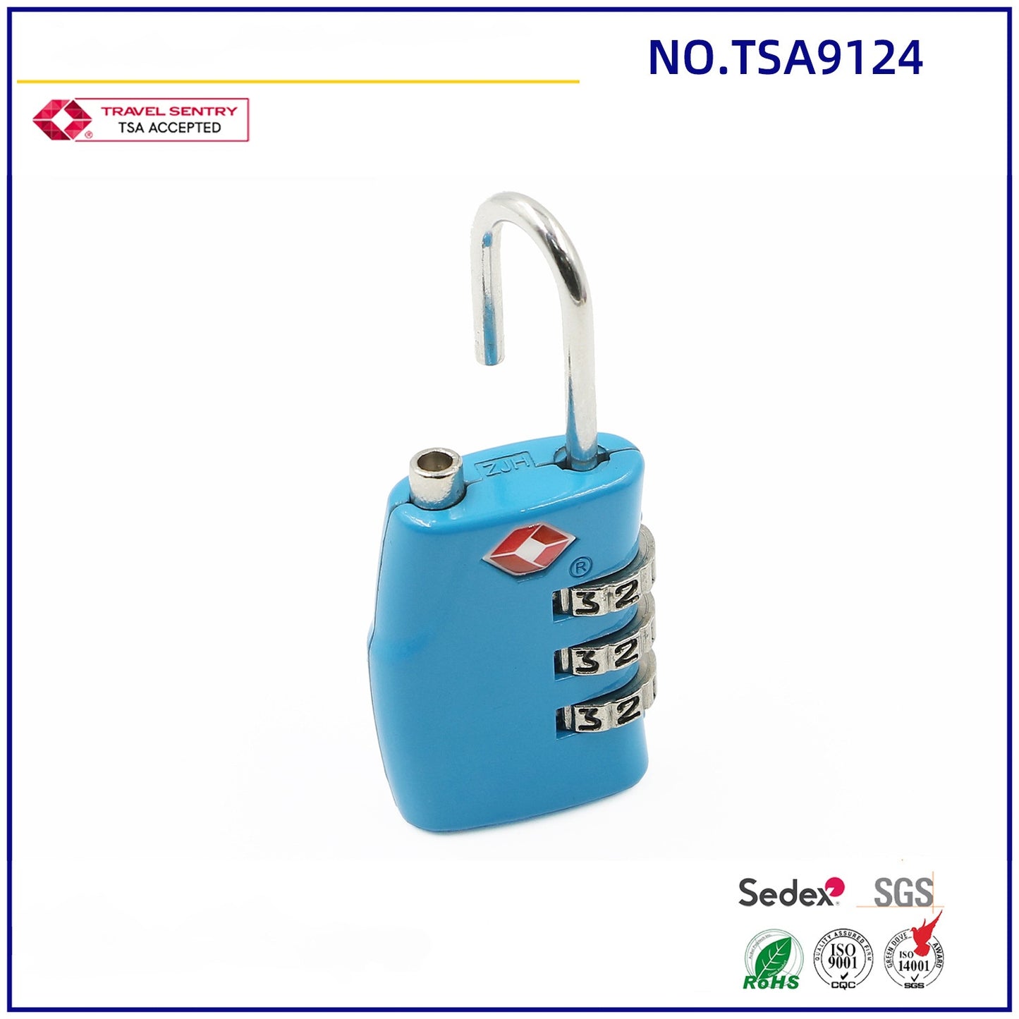 TSA approved logo print 4 digits zinc alloy combination TSA padlock-35