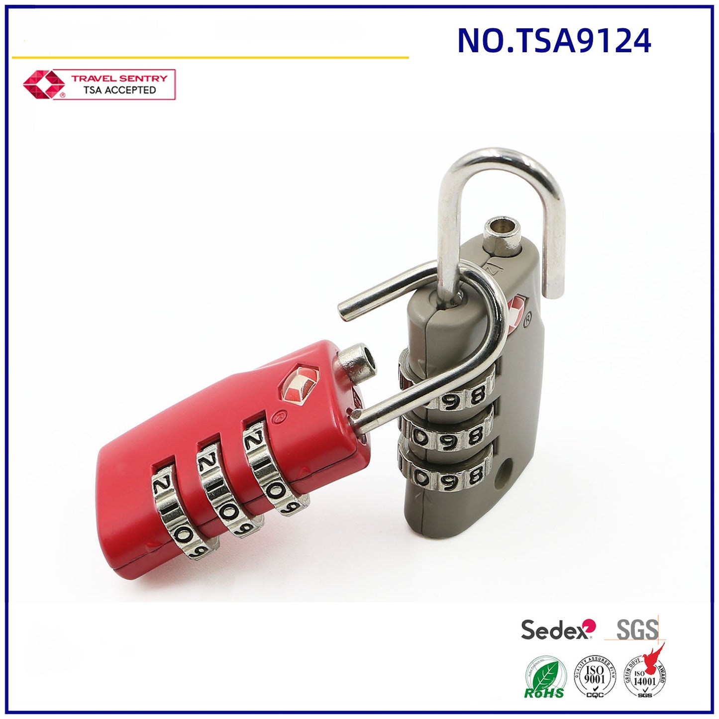 TSA approved logo print 4 digits zinc alloy combination TSA padlock-35