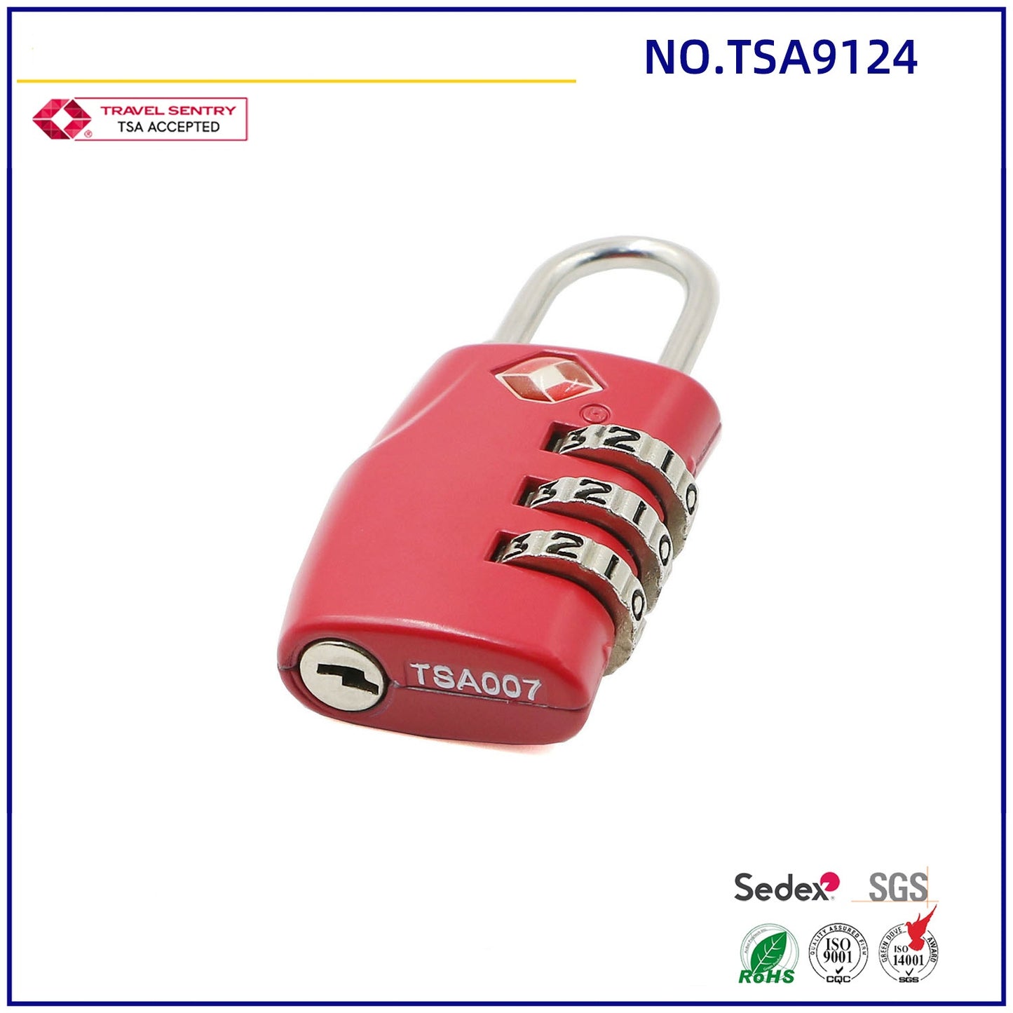 TSA approved logo print 4 digits zinc alloy combination TSA padlock-35