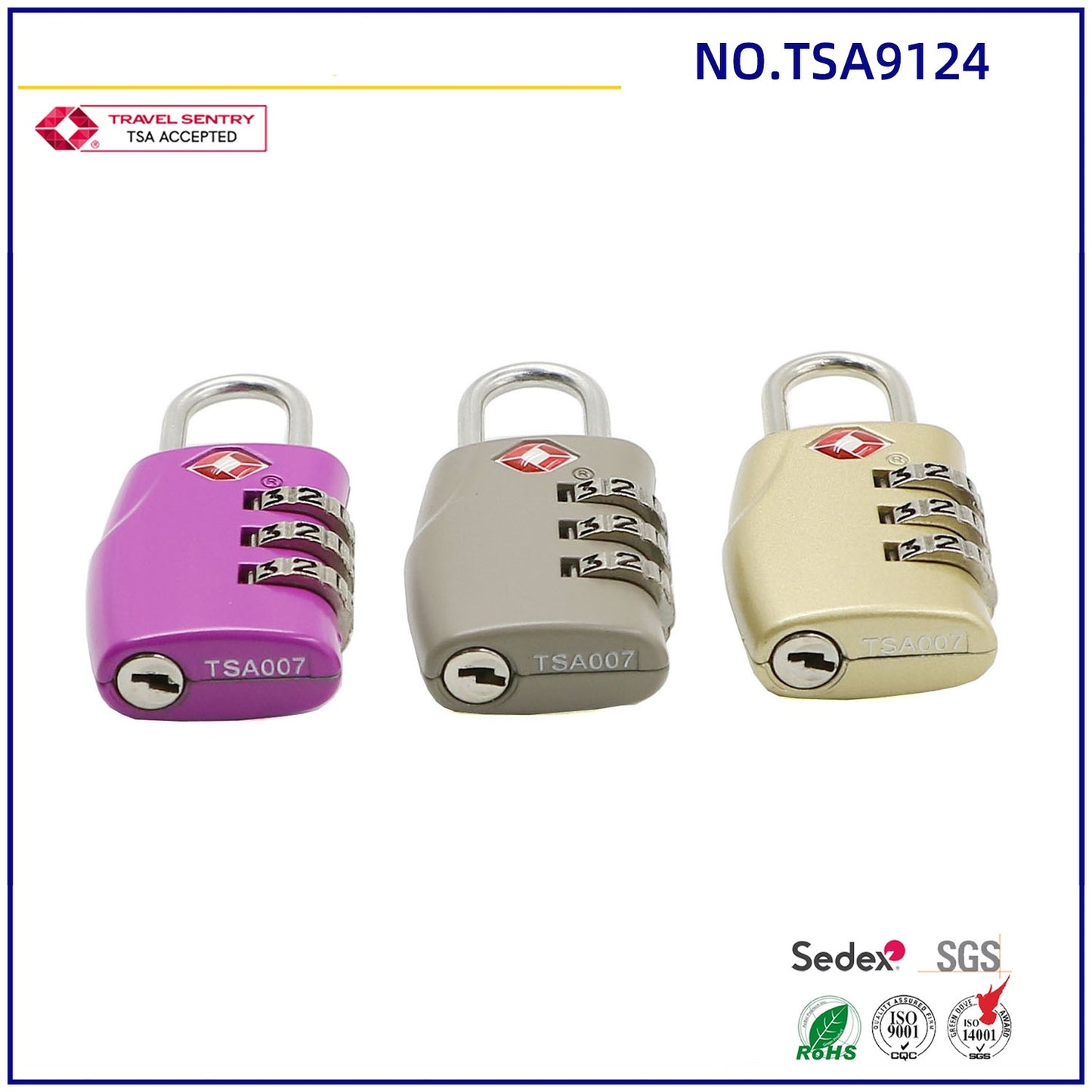 TSA approved logo print 4 digits zinc alloy combination TSA padlock-35