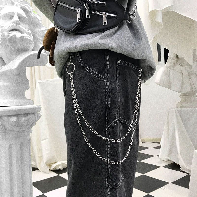Customized double-layer frosted aluminum chain bag hanging chain jeans waist shoes matching sexy belly chains-36