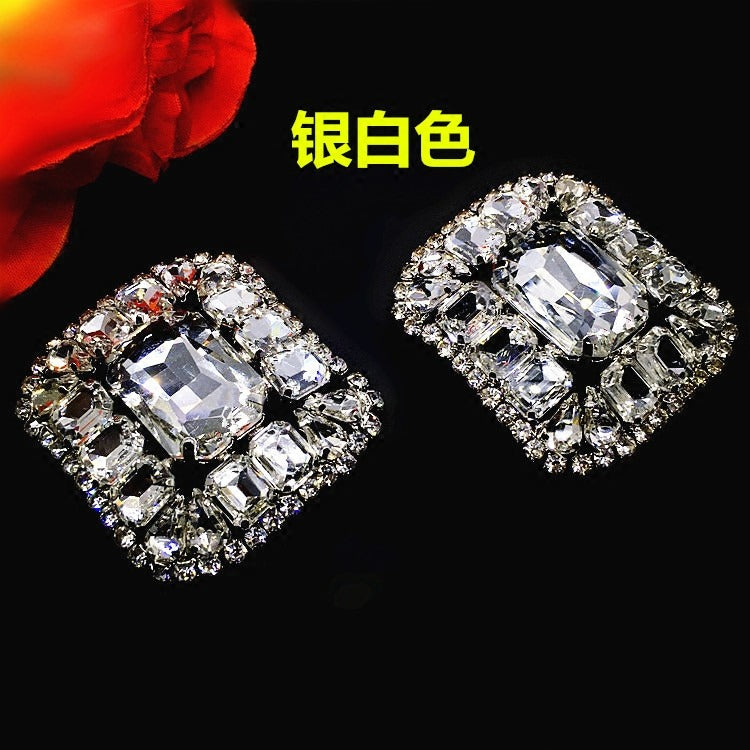 Shiny Square Rhinestone Buckle Diamante Ribbon Slider Wedding Invitation Card Decoration Buckles -28Shoe Upper Belt-28