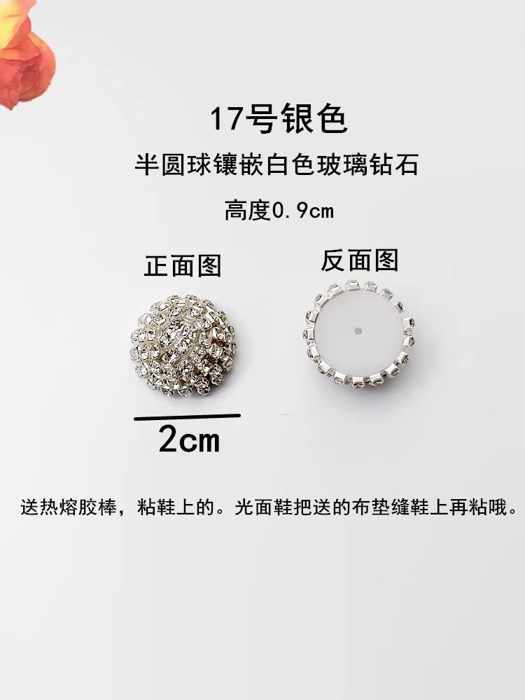 Metal Shoe Decorative Accessories Rhinestones Rivet Buckle with Hook for Easy Shoe Fastening-19