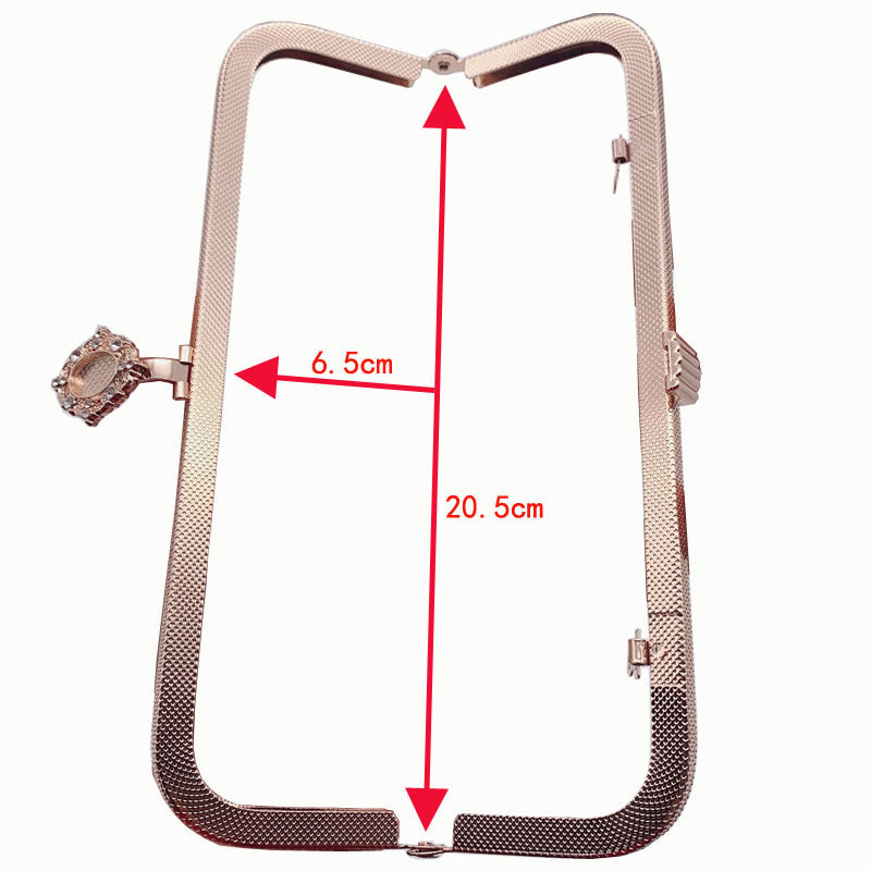 High Quality 17*7.5cm Metal Purse Frame Open Channel Clutch Purse Frame Wallet Clasp Leather Handle for Bags-108
