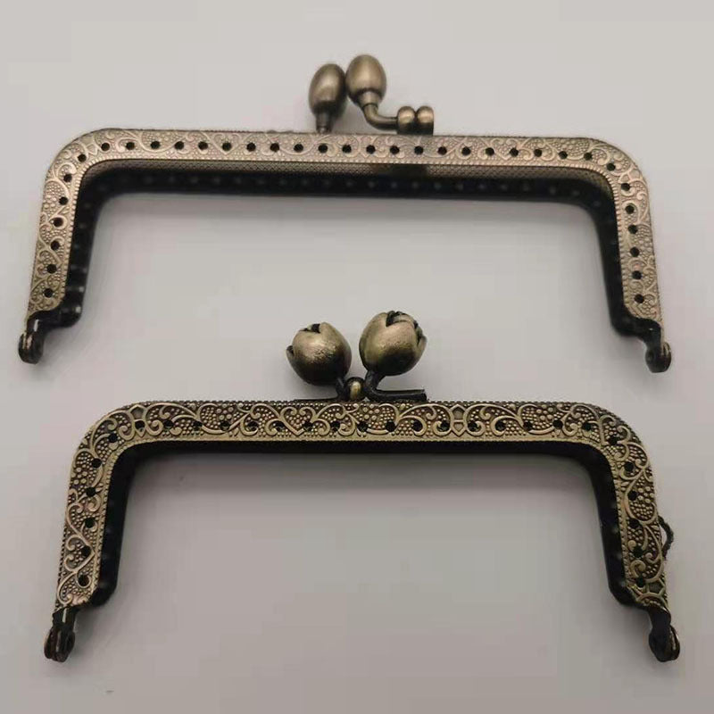 8.5-20.5cm Light Gold Metal Square Purse Frame KissLock Hardware-100
