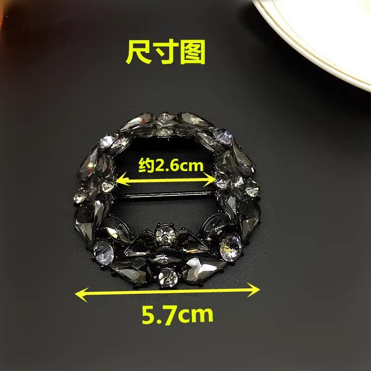 Wholesale Gold Metal Diamante Rhinestone Buckle Round Shape Rhinestone Buckle Slider for Wedding Party Chair Sash Decoration-81