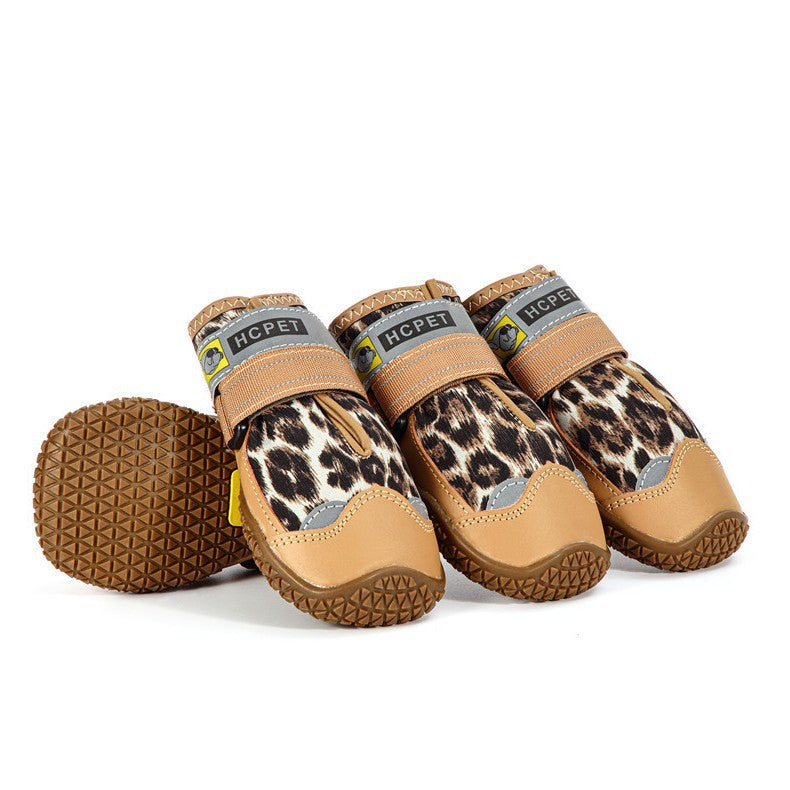 Fashion Designer Leopard Print Pet Shoes Large Dog Shoes Winter Waterproof Dog Shoes-94
