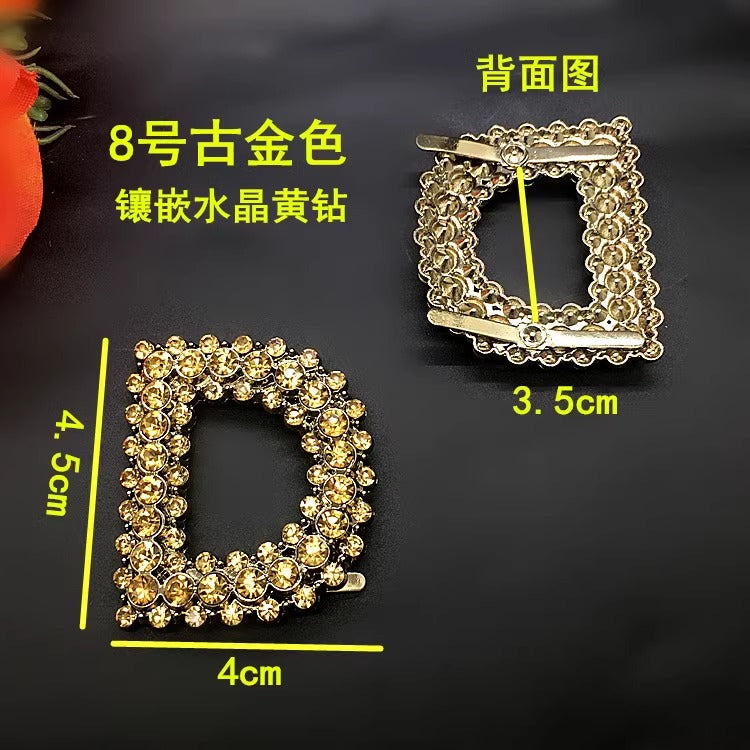 Wholesale Simple Fashion Bling Rhinestone 26 English Intitial  Crystal Alphabet Letter shoes-64 buckle