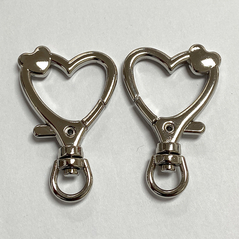 Heart Shape Spring opening ring Keychain metal Craft Making Swivel Keychain Clip Hardware Luggage Accessories DIY Heart Keychain-50