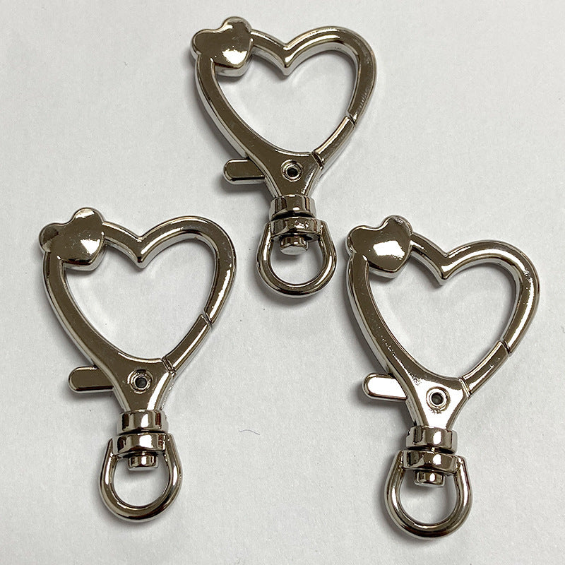 Heart Shape Spring opening ring Keychain metal Craft Making Swivel Keychain Clip Hardware Luggage Accessories DIY Heart Keychain-50