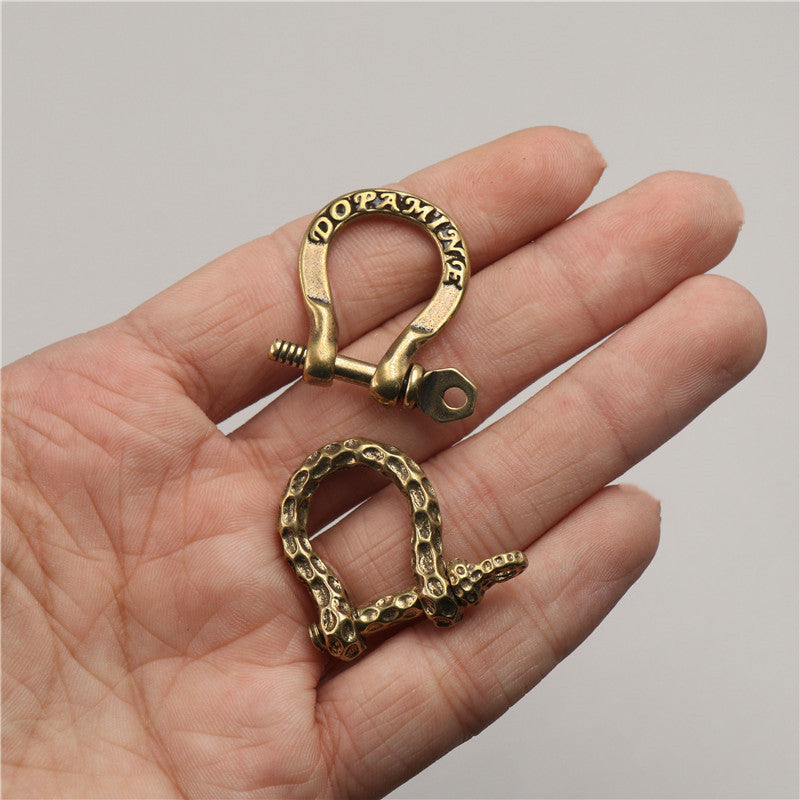 US Type Retro Vintage Solid Brass Horseshoe Buckles DIY Key Ring for Leather Craft Hardware-52