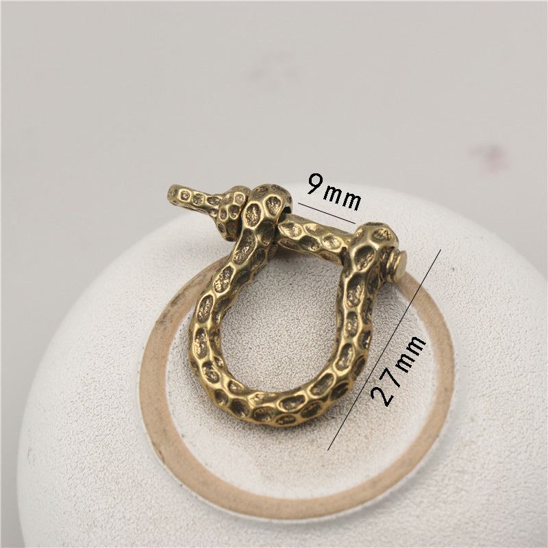 US Type Retro Vintage Solid Brass Horseshoe Buckles DIY Key Ring for Leather Craft Hardware-52