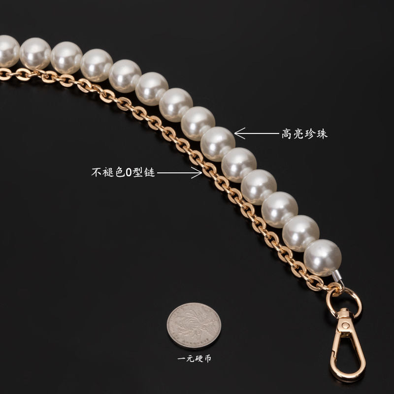 New Pearl Bag strap For Handbag Belt DIY Purse Replacement Handles ,Cute Bead Metal Chain for Bag Accessories-53