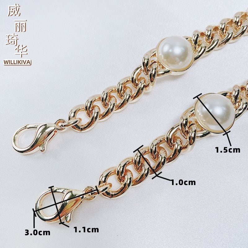 Women Metal Imitation Pearl Beads Thin Waist Chain Belt Adjustable Size Gold Waist Chain Dress Accessories-54
