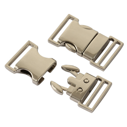Gold metal clasp lock buckles for dog collar custom LOGO double adjuster buckles-57