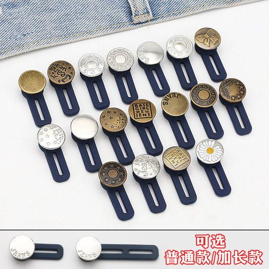 Hot Sale 1.7cm stainless steel Alphabet pentagram pattern Button Utility Women Adjustable nail free waist button-59