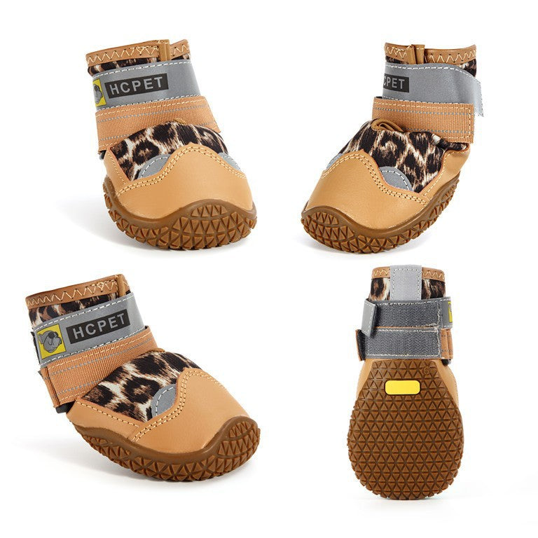 Fashion Designer Leopard Print Pet Shoes Large Dog Shoes Winter Waterproof Dog Shoes-94