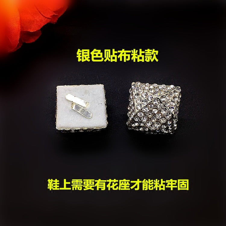 Classic Square Rhinestone  Women Ladies Trendy Gold Silver Plated Flashing Diamond Luxury shoes buckle-74