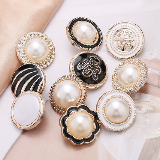 Hot Sales Vintage Fancy Buttons Rhinestone Pearl Embellishments High Quality Alloy Shank Buttons Denim Garments Logo Decoration-7