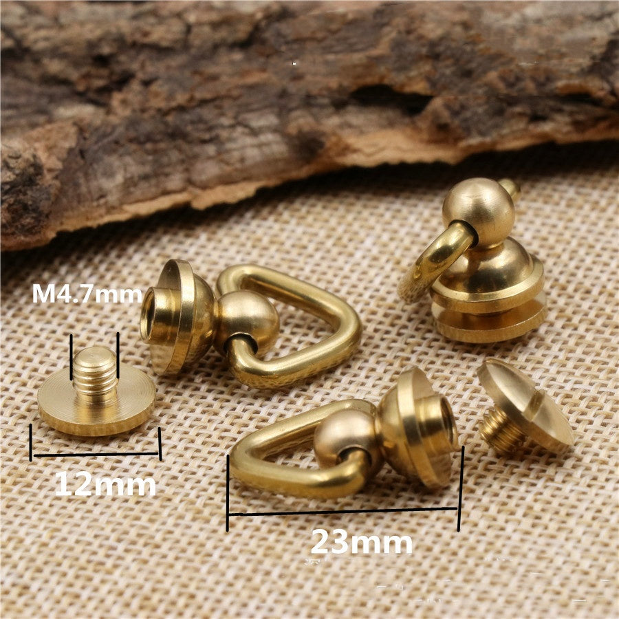 custom solid brass sam browne stud rivets button with D ring for leather crafts-71